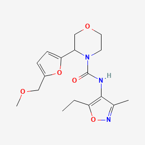 molecular formula C17H23N3O5 B7283930 N-(5-ethyl-3-methyl-1,2-oxazol-4-yl)-3-[5-(methoxymethyl)furan-2-yl]morpholine-4-carboxamide 