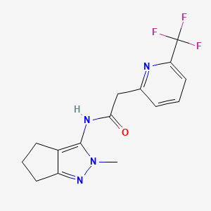 molecular formula C15H15F3N4O B7283941 N-(2-methyl-5,6-dihydro-4H-cyclopenta[c]pyrazol-3-yl)-2-[6-(trifluoromethyl)pyridin-2-yl]acetamide 