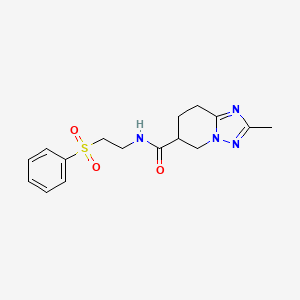 molecular formula C16H20N4O3S B7284022 N-[2-(benzenesulfonyl)ethyl]-2-methyl-5,6,7,8-tetrahydro-[1,2,4]triazolo[1,5-a]pyridine-6-carboxamide 