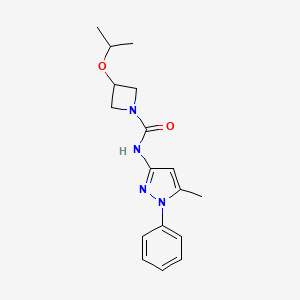 molecular formula C17H22N4O2 B7284032 N-(5-methyl-1-phenylpyrazol-3-yl)-3-propan-2-yloxyazetidine-1-carboxamide 