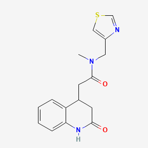 molecular formula C16H17N3O2S B7284035 N-methyl-2-(2-oxo-3,4-dihydro-1H-quinolin-4-yl)-N-(1,3-thiazol-4-ylmethyl)acetamide 