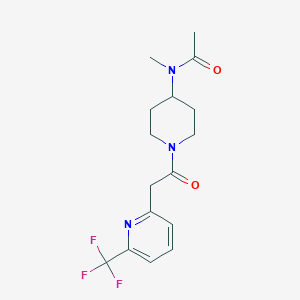 molecular formula C16H20F3N3O2 B7284124 N-methyl-N-[1-[2-[6-(trifluoromethyl)pyridin-2-yl]acetyl]piperidin-4-yl]acetamide 