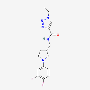 molecular formula C16H19F2N5O B7284201 N-[[1-(3,4-difluorophenyl)pyrrolidin-3-yl]methyl]-1-ethyltriazole-4-carboxamide 