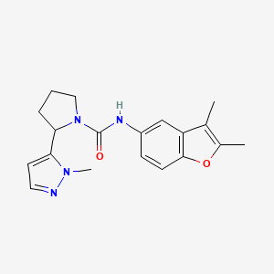 molecular formula C19H22N4O2 B7284250 N-(2,3-dimethyl-1-benzofuran-5-yl)-2-(2-methylpyrazol-3-yl)pyrrolidine-1-carboxamide 