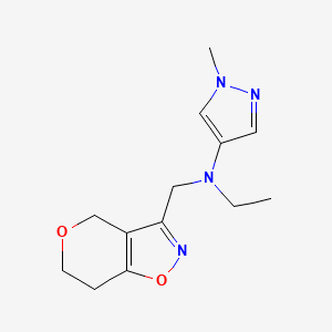 molecular formula C13H18N4O2 B7284259 N-(6,7-dihydro-4H-pyrano[3,4-d][1,2]oxazol-3-ylmethyl)-N-ethyl-1-methylpyrazol-4-amine 