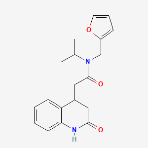 molecular formula C19H22N2O3 B7284340 N-(furan-2-ylmethyl)-2-(2-oxo-3,4-dihydro-1H-quinolin-4-yl)-N-propan-2-ylacetamide 