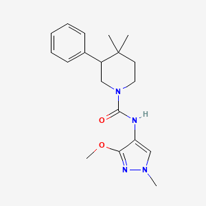 molecular formula C19H26N4O2 B7284352 N-(3-methoxy-1-methylpyrazol-4-yl)-4,4-dimethyl-3-phenylpiperidine-1-carboxamide 