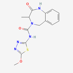 molecular formula C14H15N5O3S B7284362 N-(5-methoxy-1,3,4-thiadiazol-2-yl)-3-methyl-2-oxo-3,5-dihydro-1H-1,4-benzodiazepine-4-carboxamide 