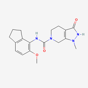molecular formula C18H22N4O3 B7284369 N-(5-methoxy-2,3-dihydro-1H-inden-4-yl)-1-methyl-3-oxo-2,4,5,7-tetrahydropyrazolo[3,4-c]pyridine-6-carboxamide 