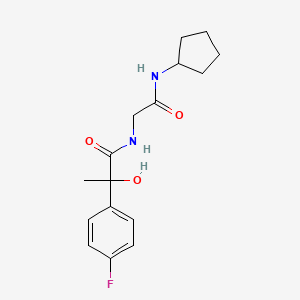 molecular formula C16H21FN2O3 B7284452 N-[2-(cyclopentylamino)-2-oxoethyl]-2-(4-fluorophenyl)-2-hydroxypropanamide 