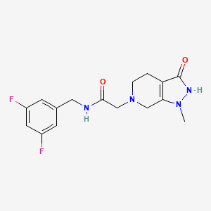 molecular formula C16H18F2N4O2 B7284453 N-[(3,5-difluorophenyl)methyl]-2-(1-methyl-3-oxo-2,4,5,7-tetrahydropyrazolo[3,4-c]pyridin-6-yl)acetamide 