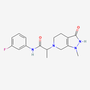 molecular formula C16H19FN4O2 B7284481 N-(3-fluorophenyl)-2-(1-methyl-3-oxo-2,4,5,7-tetrahydropyrazolo[3,4-c]pyridin-6-yl)propanamide 