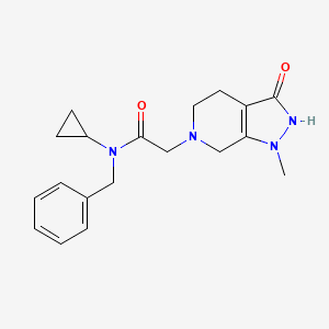molecular formula C19H24N4O2 B7284487 N-benzyl-N-cyclopropyl-2-(1-methyl-3-oxo-2,4,5,7-tetrahydropyrazolo[3,4-c]pyridin-6-yl)acetamide 