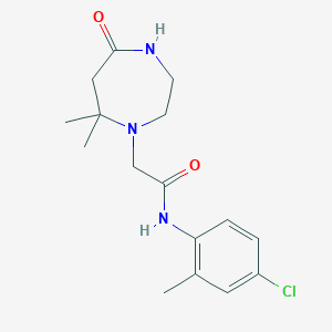 molecular formula C16H22ClN3O2 B7284522 N-(4-chloro-2-methylphenyl)-2-(7,7-dimethyl-5-oxo-1,4-diazepan-1-yl)acetamide 