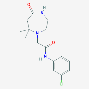 molecular formula C15H20ClN3O2 B7284536 N-(3-chlorophenyl)-2-(7,7-dimethyl-5-oxo-1,4-diazepan-1-yl)acetamide 