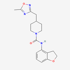 molecular formula C18H22N4O3 B7284594 N-(2,3-dihydro-1-benzofuran-4-yl)-4-[(5-methyl-1,2,4-oxadiazol-3-yl)methyl]piperidine-1-carboxamide 