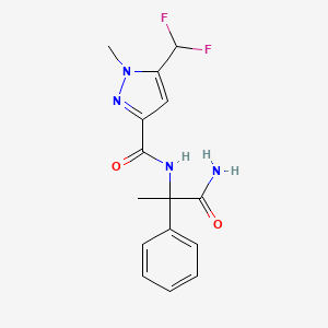 molecular formula C15H16F2N4O2 B7284660 N-(1-amino-1-oxo-2-phenylpropan-2-yl)-5-(difluoromethyl)-1-methylpyrazole-3-carboxamide 