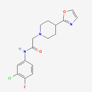 molecular formula C16H17ClFN3O2 B7284809 N-(3-chloro-4-fluorophenyl)-2-[4-(1,3-oxazol-2-yl)piperidin-1-yl]acetamide 
