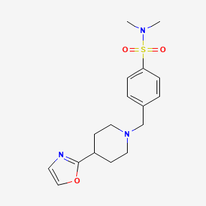 molecular formula C17H23N3O3S B7284822 N,N-dimethyl-4-[[4-(1,3-oxazol-2-yl)piperidin-1-yl]methyl]benzenesulfonamide 