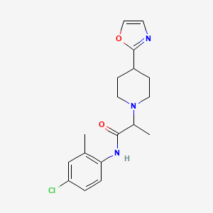 molecular formula C18H22ClN3O2 B7284827 N-(4-chloro-2-methylphenyl)-2-[4-(1,3-oxazol-2-yl)piperidin-1-yl]propanamide 