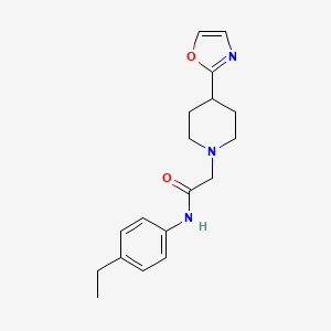 molecular formula C18H23N3O2 B7284838 N-(4-ethylphenyl)-2-[4-(1,3-oxazol-2-yl)piperidin-1-yl]acetamide 