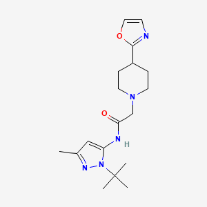 molecular formula C18H27N5O2 B7284864 N-(2-tert-butyl-5-methylpyrazol-3-yl)-2-[4-(1,3-oxazol-2-yl)piperidin-1-yl]acetamide 