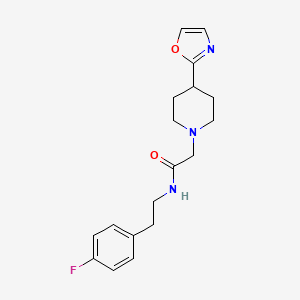 molecular formula C18H22FN3O2 B7284907 N-[2-(4-fluorophenyl)ethyl]-2-[4-(1,3-oxazol-2-yl)piperidin-1-yl]acetamide 