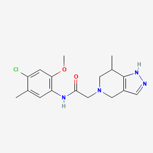 molecular formula C17H21ClN4O2 B7284980 N-(4-chloro-2-methoxy-5-methylphenyl)-2-(7-methyl-1,4,6,7-tetrahydropyrazolo[4,3-c]pyridin-5-yl)acetamide 