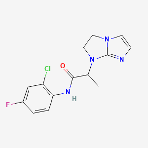 molecular formula C14H14ClFN4O B7285102 N-(2-chloro-4-fluorophenyl)-2-(2,3-dihydroimidazo[1,2-a]imidazol-1-yl)propanamide 
