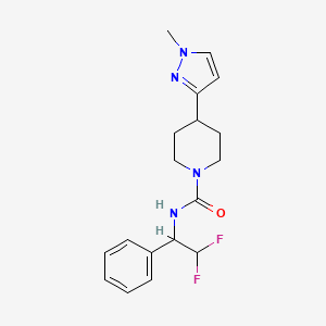 molecular formula C18H22F2N4O B7285134 N-(2,2-difluoro-1-phenylethyl)-4-(1-methylpyrazol-3-yl)piperidine-1-carboxamide 