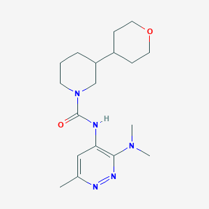 molecular formula C18H29N5O2 B7285463 N-[3-(dimethylamino)-6-methylpyridazin-4-yl]-3-(oxan-4-yl)piperidine-1-carboxamide 
