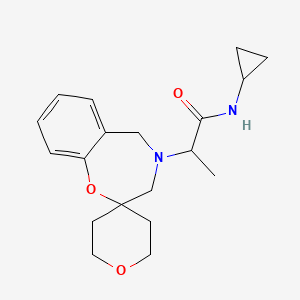 molecular formula C19H26N2O3 B7285540 N-cyclopropyl-2-spiro[3,5-dihydro-1,4-benzoxazepine-2,4'-oxane]-4-ylpropanamide 