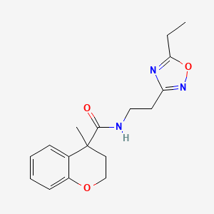 molecular formula C17H21N3O3 B7285571 N-[2-(5-ethyl-1,2,4-oxadiazol-3-yl)ethyl]-4-methyl-2,3-dihydrochromene-4-carboxamide 