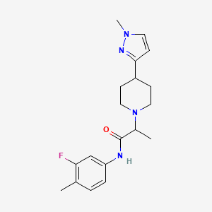 molecular formula C19H25FN4O B7285750 N-(3-fluoro-4-methylphenyl)-2-[4-(1-methylpyrazol-3-yl)piperidin-1-yl]propanamide 
