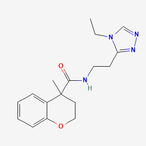 molecular formula C17H22N4O2 B7285865 N-[2-(4-ethyl-1,2,4-triazol-3-yl)ethyl]-4-methyl-2,3-dihydrochromene-4-carboxamide 