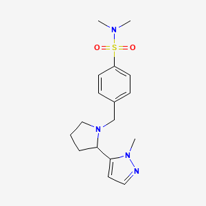 molecular formula C17H24N4O2S B7285907 N,N-dimethyl-4-[[2-(2-methylpyrazol-3-yl)pyrrolidin-1-yl]methyl]benzenesulfonamide 