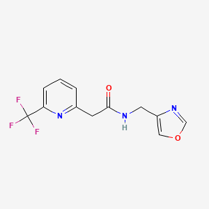 molecular formula C12H10F3N3O2 B7285928 N-(1,3-oxazol-4-ylmethyl)-2-[6-(trifluoromethyl)pyridin-2-yl]acetamide 