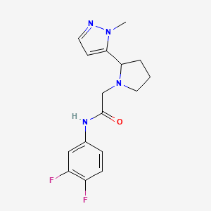 molecular formula C16H18F2N4O B7285935 N-(3,4-difluorophenyl)-2-[2-(2-methylpyrazol-3-yl)pyrrolidin-1-yl]acetamide 