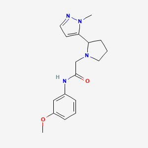 molecular formula C17H22N4O2 B7285937 N-(3-methoxyphenyl)-2-[2-(2-methylpyrazol-3-yl)pyrrolidin-1-yl]acetamide 