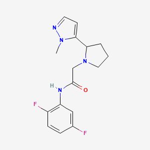 molecular formula C16H18F2N4O B7285938 N-(2,5-difluorophenyl)-2-[2-(2-methylpyrazol-3-yl)pyrrolidin-1-yl]acetamide 