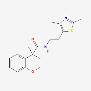 molecular formula C18H22N2O2S B7285980 N-[2-(2,4-dimethyl-1,3-thiazol-5-yl)ethyl]-4-methyl-2,3-dihydrochromene-4-carboxamide 
