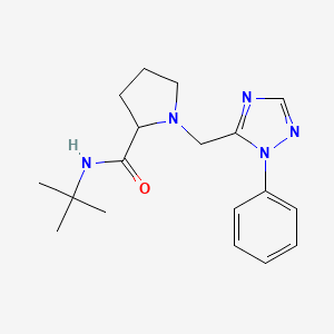 molecular formula C18H25N5O B7286020 N-tert-butyl-1-[(2-phenyl-1,2,4-triazol-3-yl)methyl]pyrrolidine-2-carboxamide 