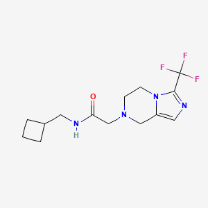 molecular formula C14H19F3N4O B7286127 N-(cyclobutylmethyl)-2-[3-(trifluoromethyl)-6,8-dihydro-5H-imidazo[1,5-a]pyrazin-7-yl]acetamide 
