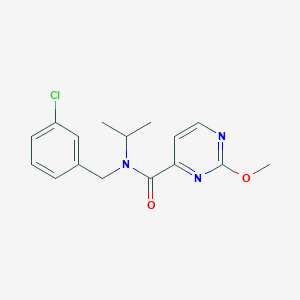 molecular formula C16H18ClN3O2 B7286236 N-[(3-chlorophenyl)methyl]-2-methoxy-N-propan-2-ylpyrimidine-4-carboxamide 