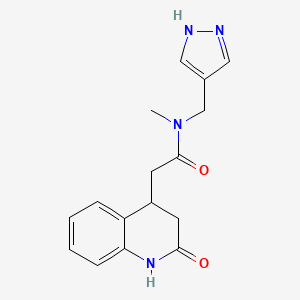 molecular formula C16H18N4O2 B7286311 N-methyl-2-(2-oxo-3,4-dihydro-1H-quinolin-4-yl)-N-(1H-pyrazol-4-ylmethyl)acetamide 