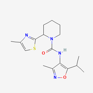 molecular formula C17H24N4O2S B7286326 N-(3-methyl-5-propan-2-yl-1,2-oxazol-4-yl)-2-(4-methyl-1,3-thiazol-2-yl)piperidine-1-carboxamide 