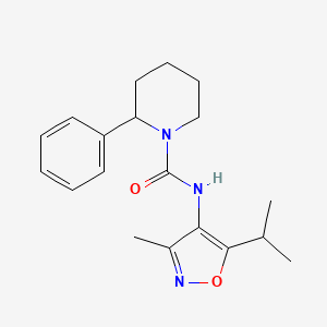 molecular formula C19H25N3O2 B7286329 N-(3-methyl-5-propan-2-yl-1,2-oxazol-4-yl)-2-phenylpiperidine-1-carboxamide 