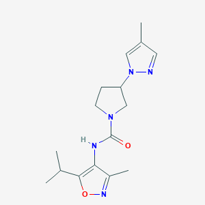molecular formula C16H23N5O2 B7286337 N-(3-methyl-5-propan-2-yl-1,2-oxazol-4-yl)-3-(4-methylpyrazol-1-yl)pyrrolidine-1-carboxamide 