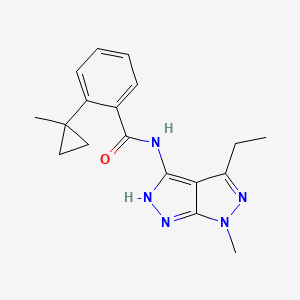 molecular formula C18H21N5O B7286396 N-(4-ethyl-6-methyl-2H-pyrazolo[3,4-c]pyrazol-3-yl)-2-(1-methylcyclopropyl)benzamide 