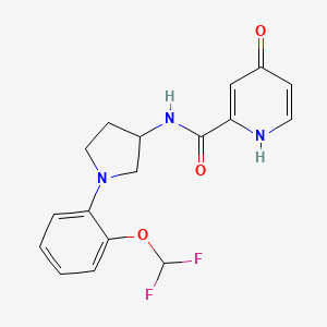 molecular formula C17H17F2N3O3 B7286462 N-[1-[2-(difluoromethoxy)phenyl]pyrrolidin-3-yl]-4-oxo-1H-pyridine-2-carboxamide 